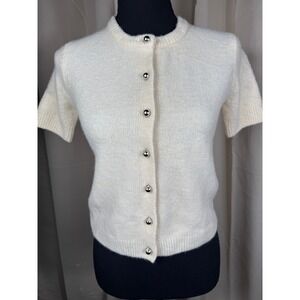 Truth by Republic Short Sleeve Button Front Sweater Cardigan‎ Cream  XS